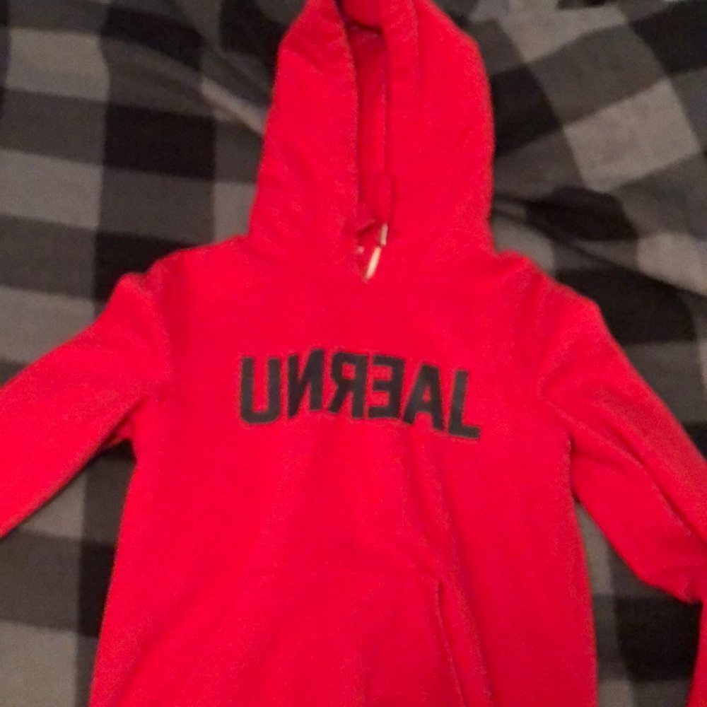 Red H&M UNrEAL hoodie. Size Small